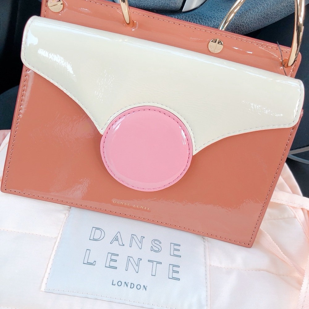 Pink and Cream Crossbody Bag with Circular Detail
